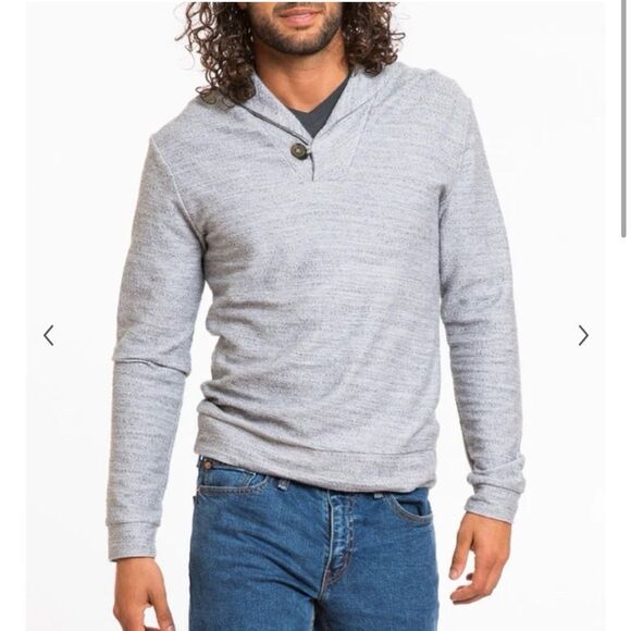 Marine Layer Knox Gray Hooded Shawlneck Pullover Sweater Size Small - Picture 2 of 9